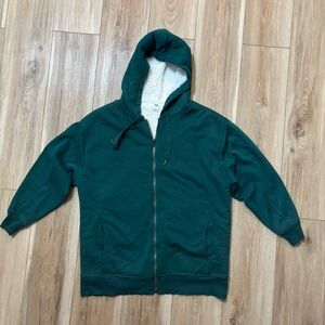 Old Navy sherpa-lined full-zip hoodie in a dark green color Men's Small